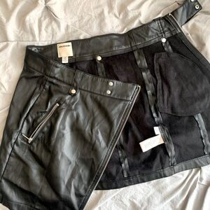 Industry Black Faux Leather Mini Skirt Grunge Alt Studded Stud Zipper